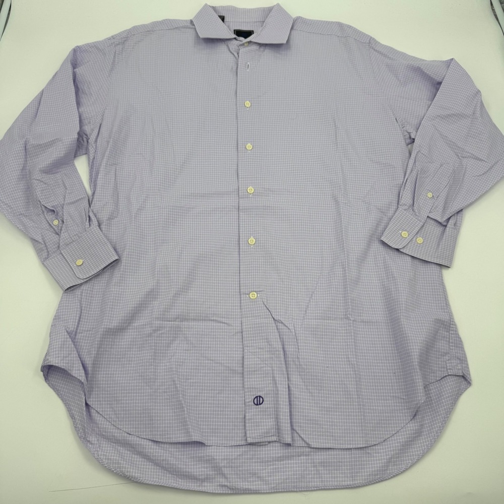 David Donahue Dress Shirt Checkered Button Up Long Sleeve‎ Career Mens 17 32/33